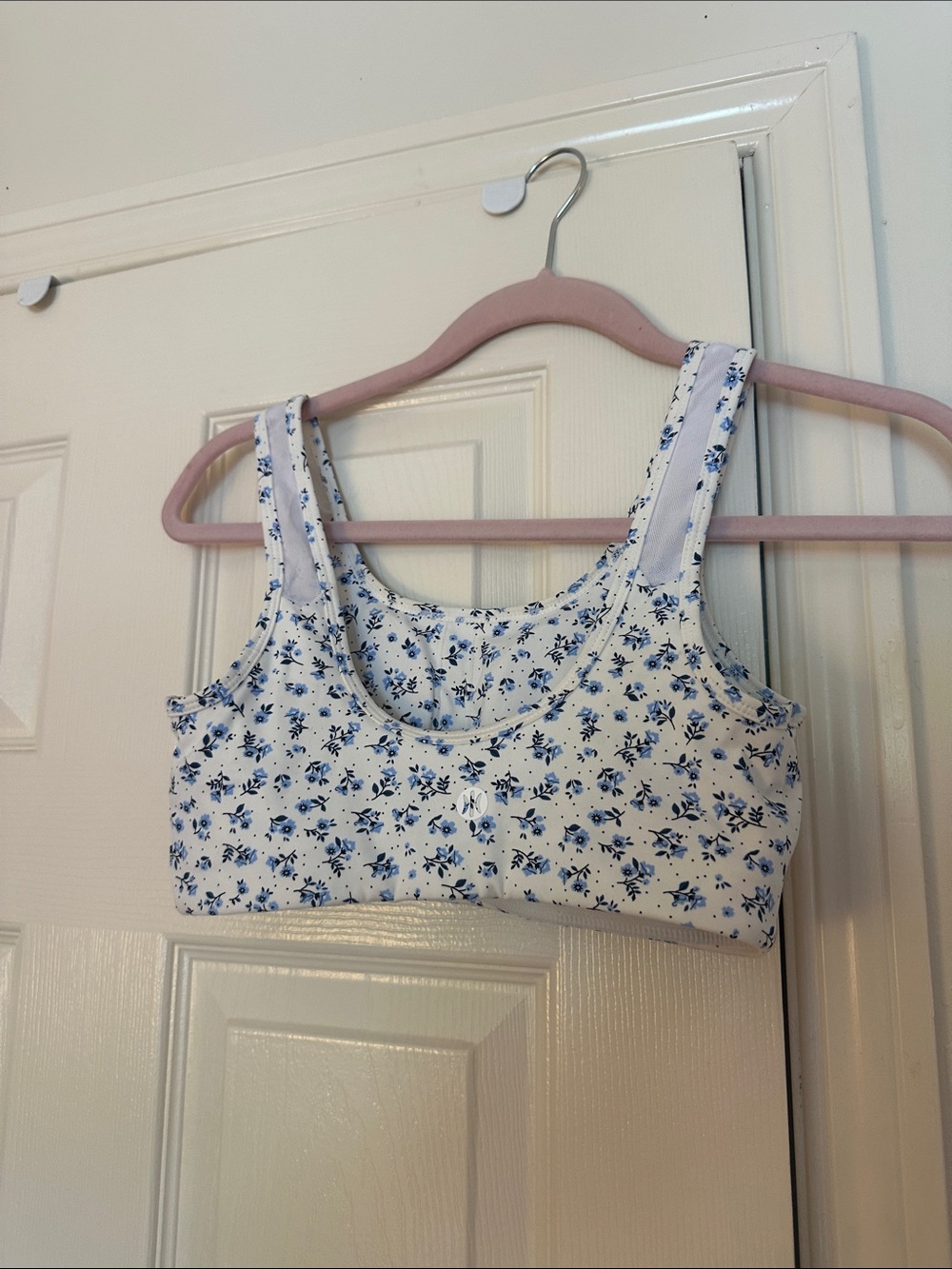 White and Blue Floral Sports Bra - Women Intimates & Sleepwear - Picture 3 of 3